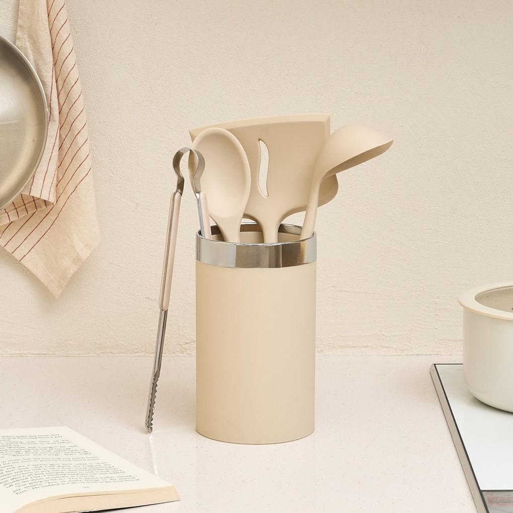 WOW 실리콘 조리도구 4P와 홀더 세트 베이지_CK2026010