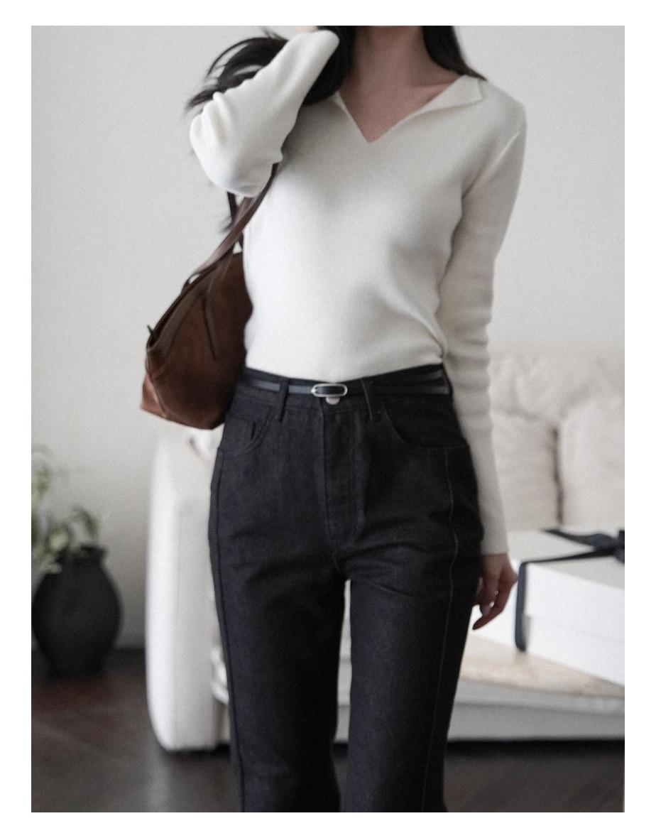 멜로 슬릿 라운드 니트 [아이보리]