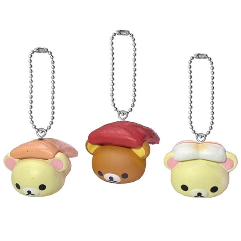 Rilakkuma 스시 키체인 코릴락쿠마 베어 키볼 체인, 애니메이션 만화 귀여운 가방 키체인, 작은 선물, 소녀 장난감
