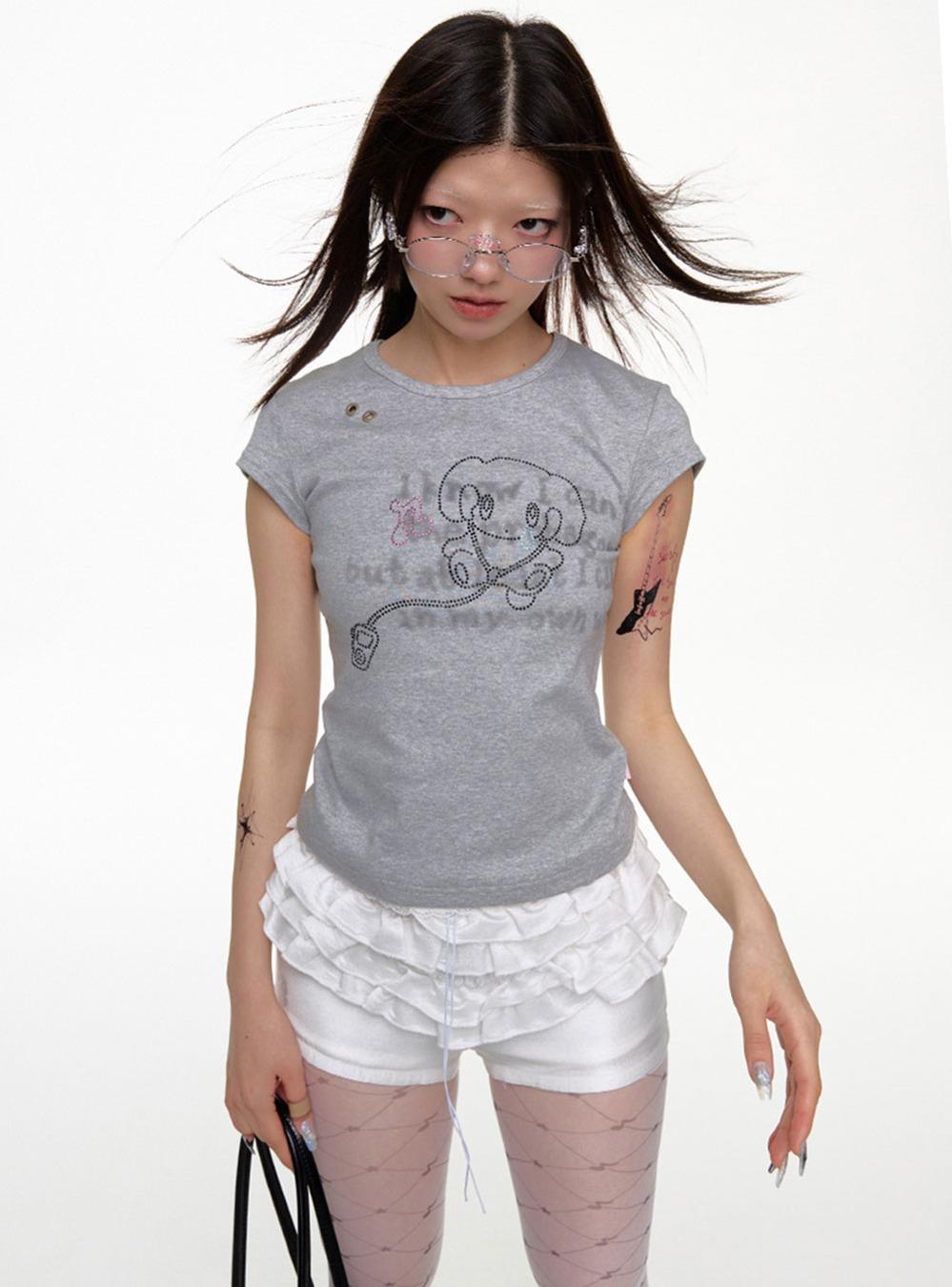 Flying Sleeve Diamond Short Sleeve T-shirt