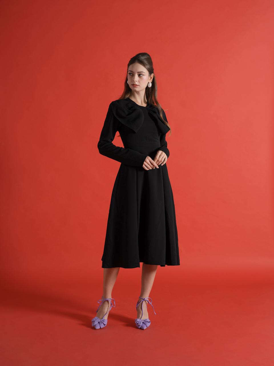 Neck Line Ribbon Dress