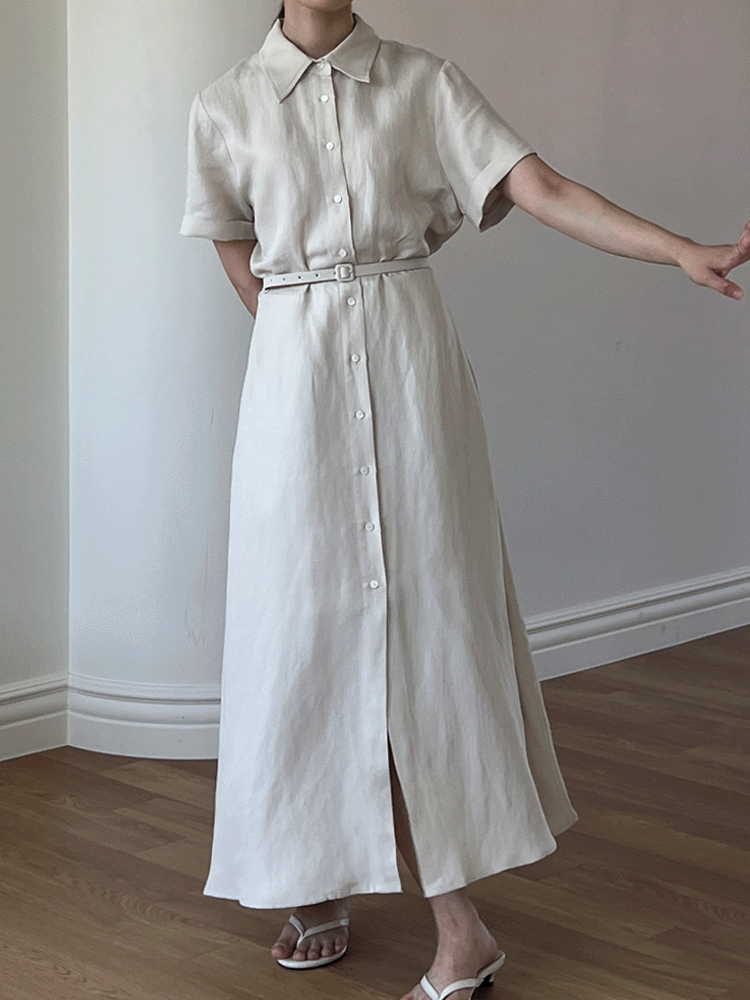 (B) 플랫 린넨 원피스 | 2 COLOR
