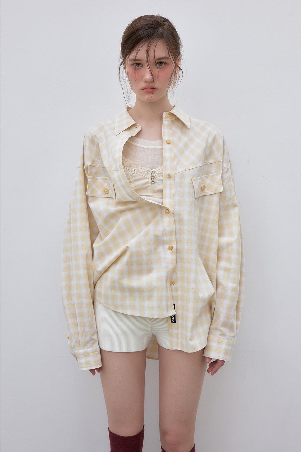 VINTAGE SHEER CHECK SHIRTS (YELLOW)