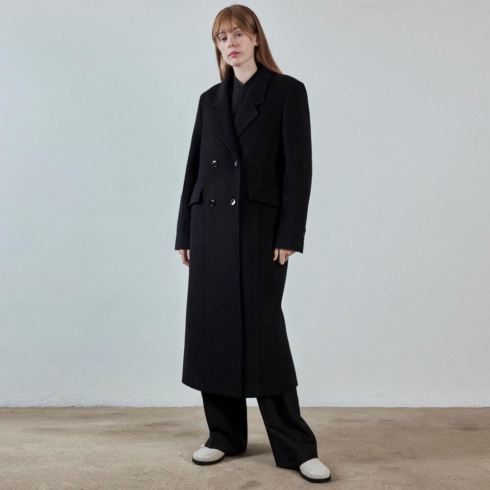 맥시 테일러드 더블 코트 Maxi Tailored Double Coat - Black