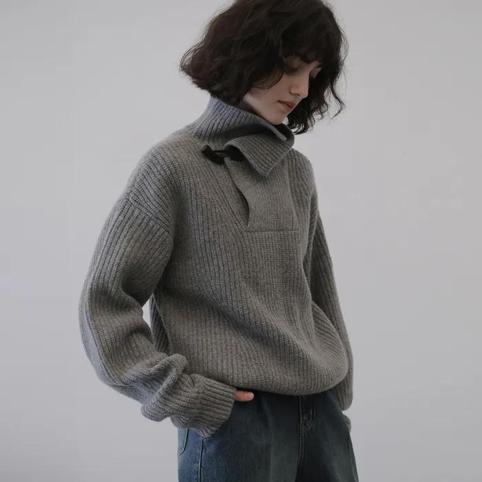 Henry Wool-Cash Turtle Neck Knit (Charcoal)