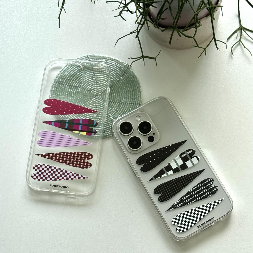 pattern heart case [ pink , black ]