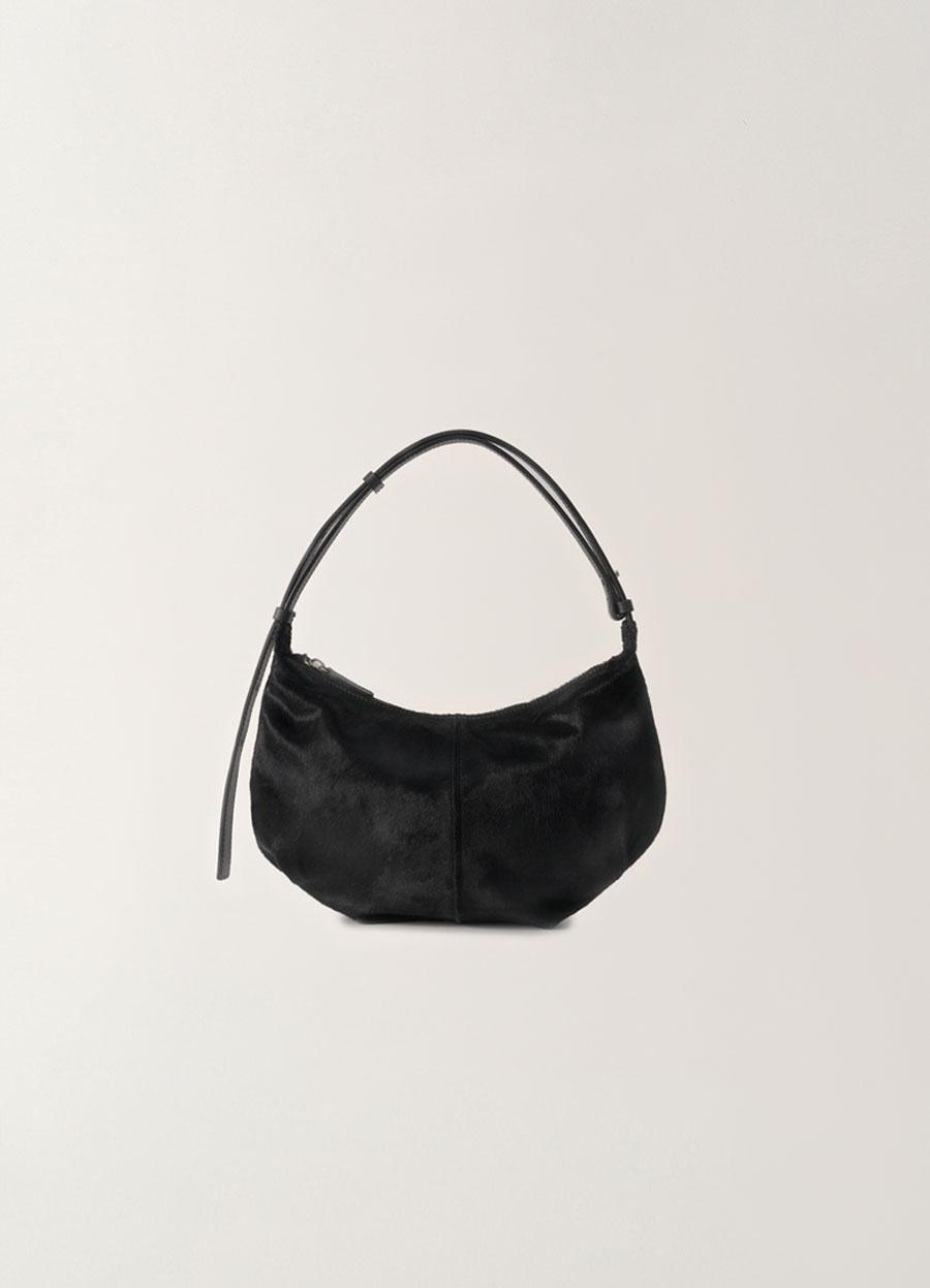 Calf-hair shoulder mini bag (Furry black)