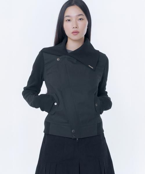 Slash ribbed jacket BLACK