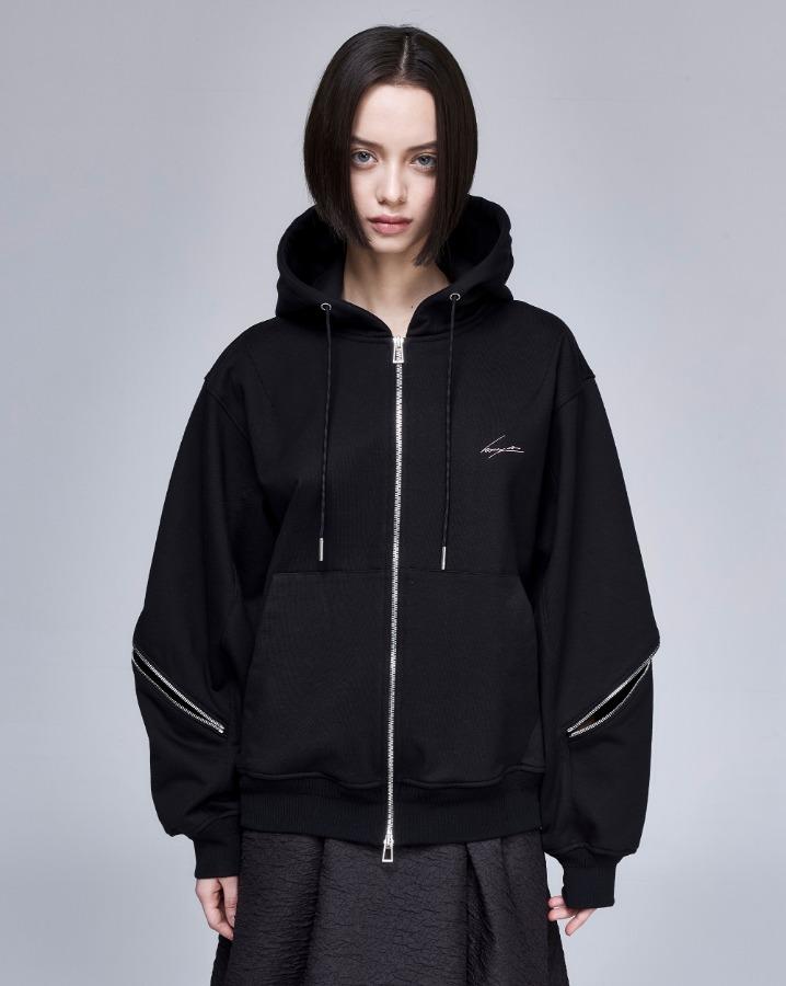 송지오 컬렉션 미러드 유스 엠브로이드 집업 블랙