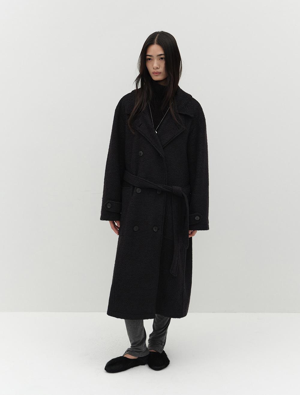 WOOL BOUCLE COAT [BLACK]