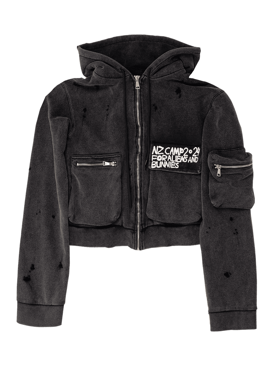 Camping Cropped Cargo Hoodie