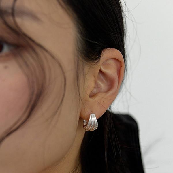 [silver 925] Stripe Hoop Earring