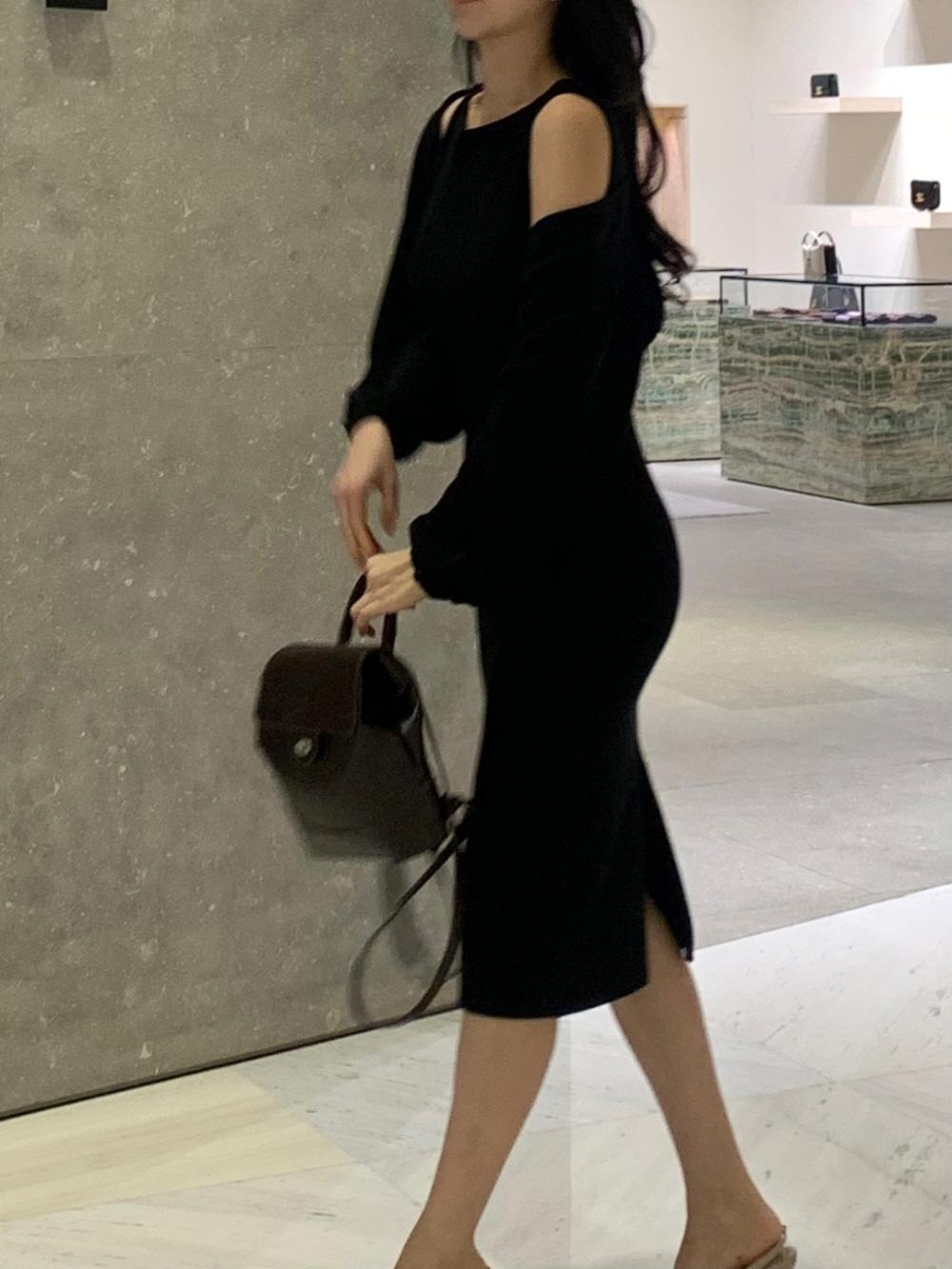 보트넥 골지 나시 원피스 볼레로 투피스 세트