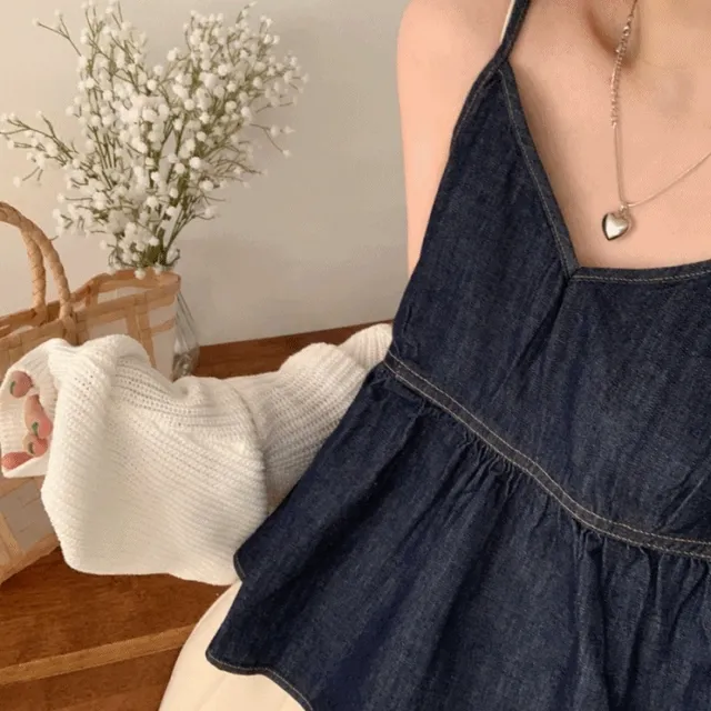 [끈조절] 쿄이 데님 나시 뷔스티에(2color)