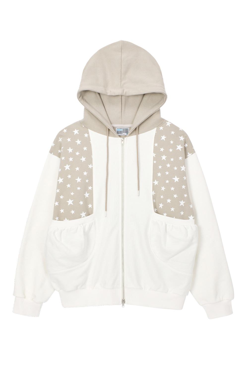 YB x Oliwa Star Print Zip-Up Hoodie_cream