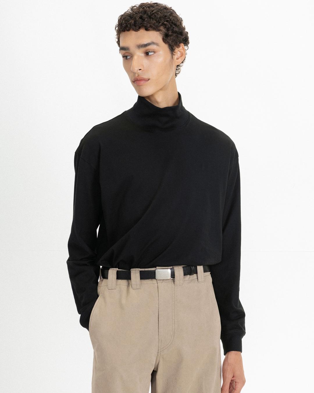 Giza Cotton Turtle Neck, Black