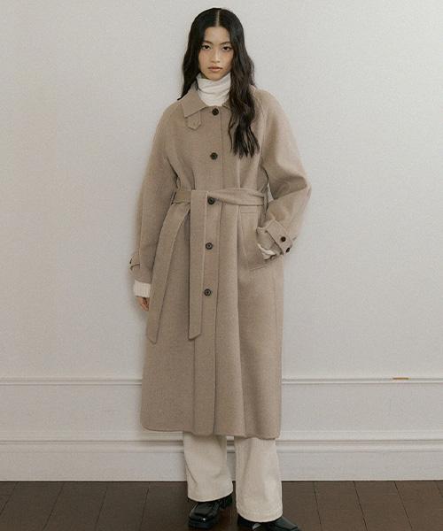 handmade wool trench coat-oatmeal