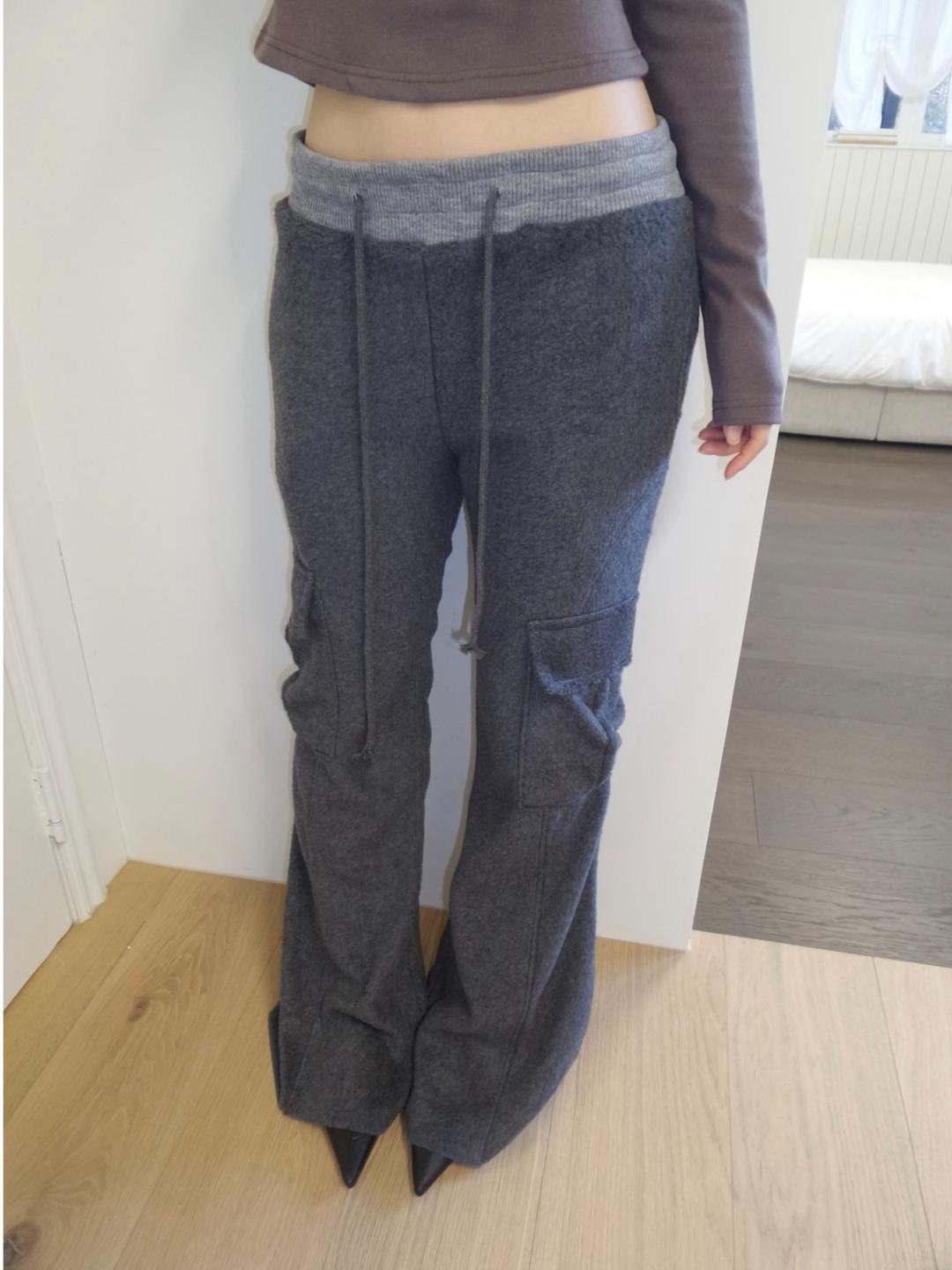 플리스 카고 부츠컷 팬츠