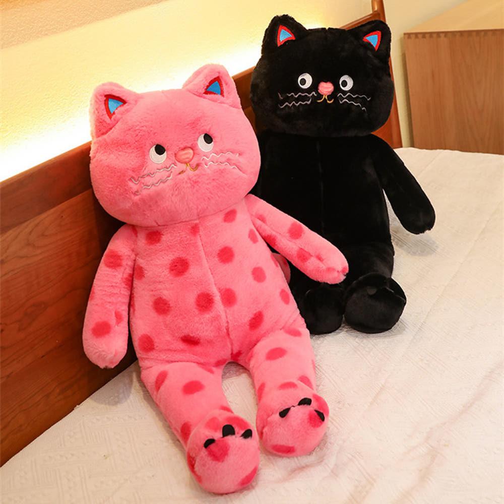 프로젝트소품 도트 고양이 인형 핑크 블랙 고양이 쿠션 바디필로우 애착인형 집들이 선물