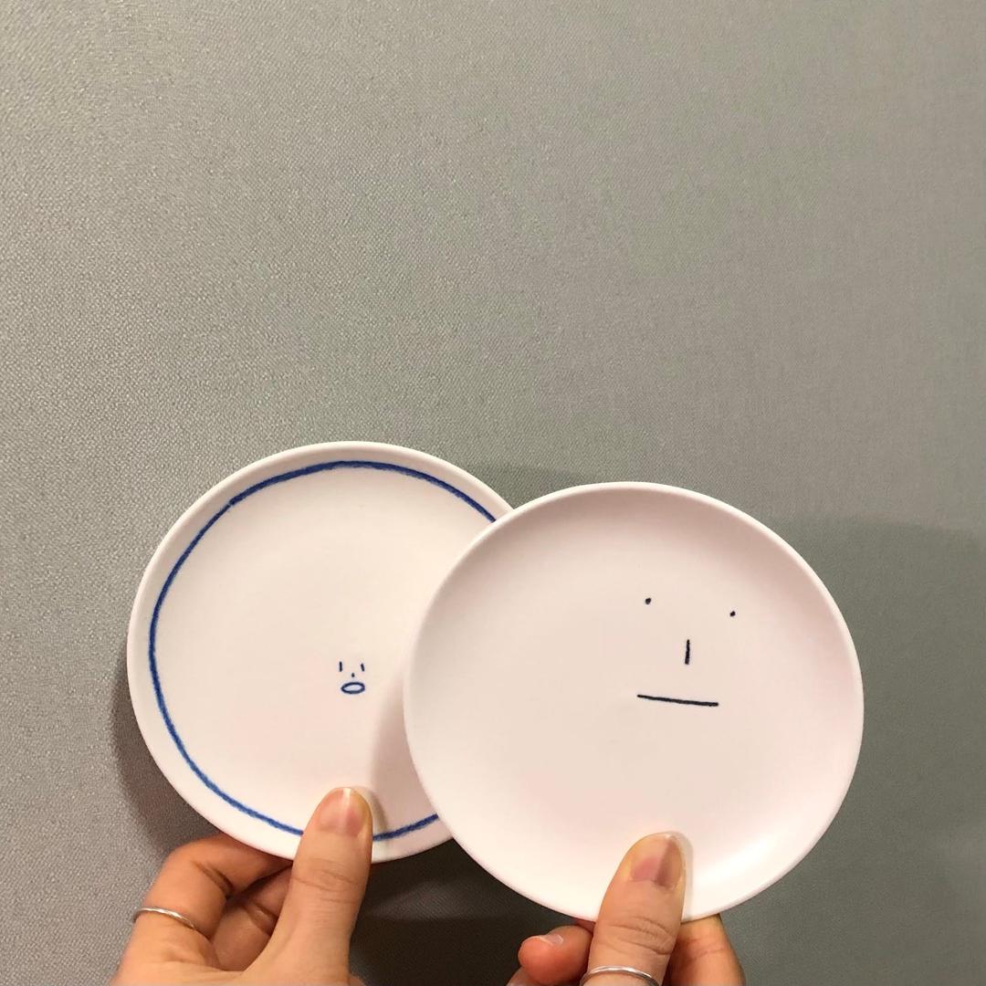 [키친마켓/리퍼브] 얼굴이들 미니 접시 (머엉/찍찍)