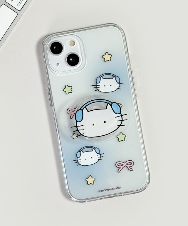 모나니스튜디오 🎀 고양이 리본 음악 힙스터 젤하드 젤리 투명 아이폰 15 14 13 갤럭시 S24 S23 핸드폰 케이스 폰케이스