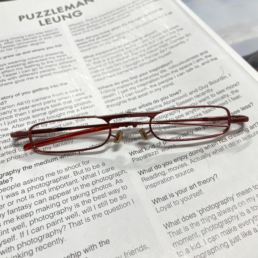 [중고] 빈티지 레드 내로우 접이식 안경테
