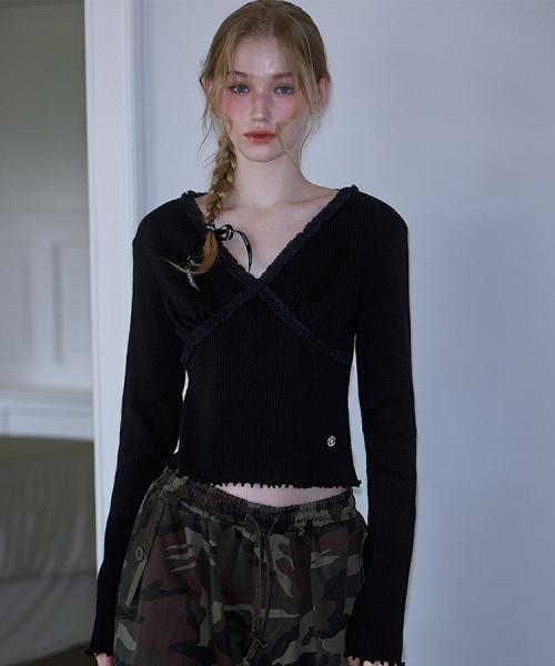 Cross Lace Long Sleeve [Black]