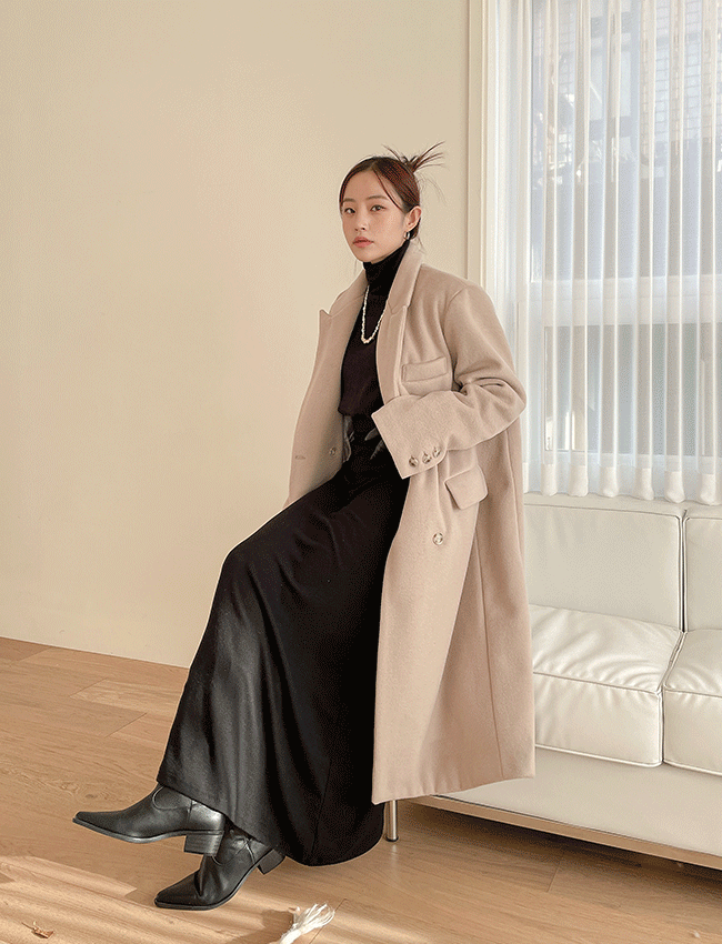 베이 울 더블 롱코트