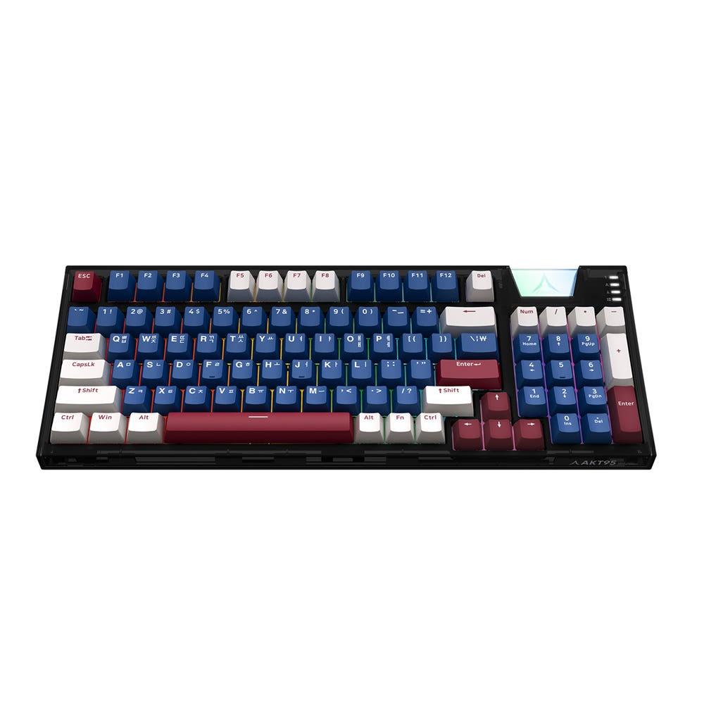 [ 스마트폰거치대증정 ] 앱코 AKT95 아크 PBT키캡 카일광축 완전방수 컴팩트 게이밍 기계식 키보드 (청축)