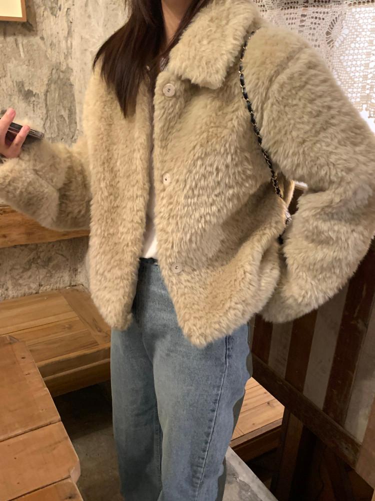 카라 퍼 시어링 자켓 (2color)