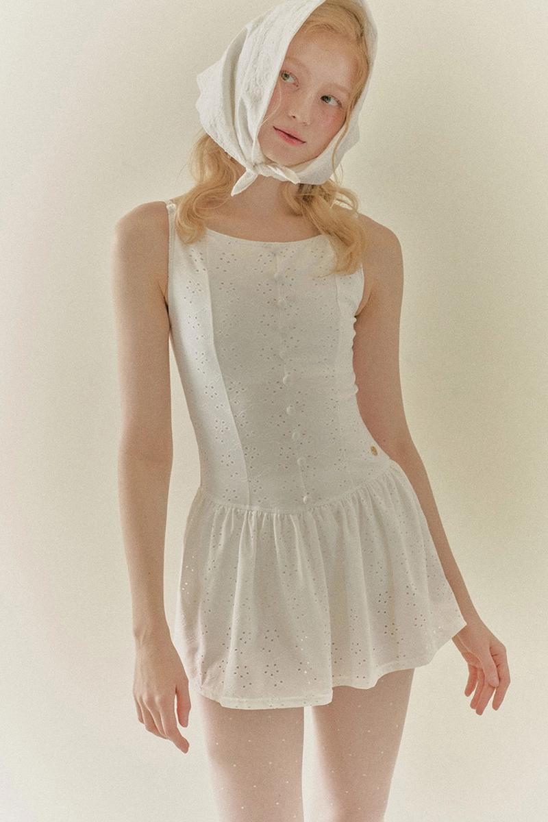 NINACOSTA - DAPHNE LACE SWIMSUIT_White