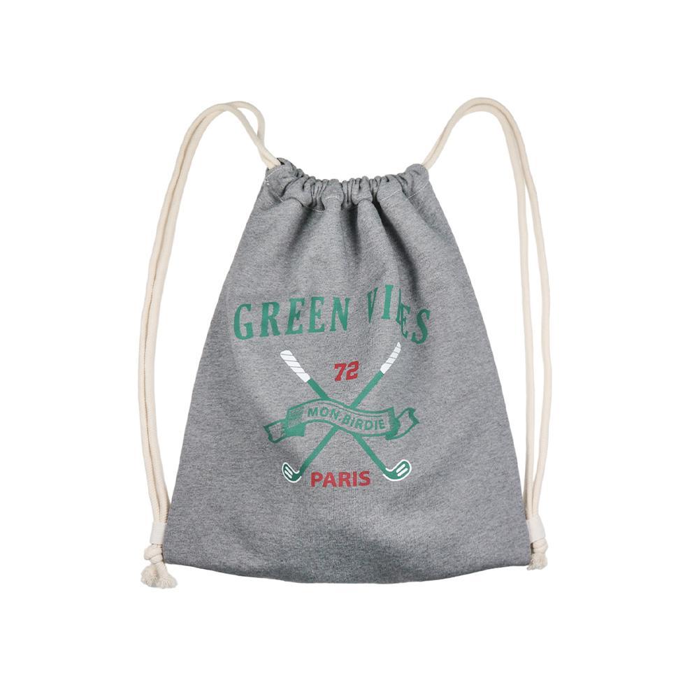 GREEN VIBES GYM SACK 몽버디 엠블럼 조리개 가방 GREY