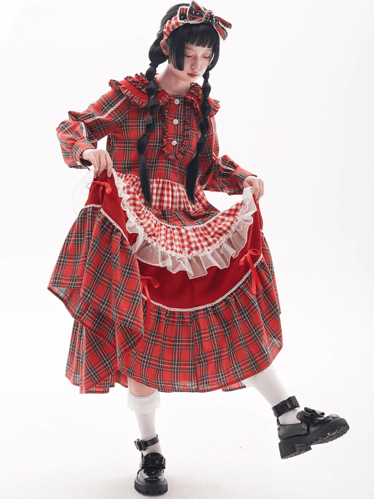 Plaid cute and sweet girl niche dress【s0000004258】