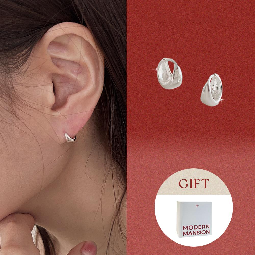 [선물포장] 925실버 심플 초미니 물방울 원터치 링귀걸이-실버