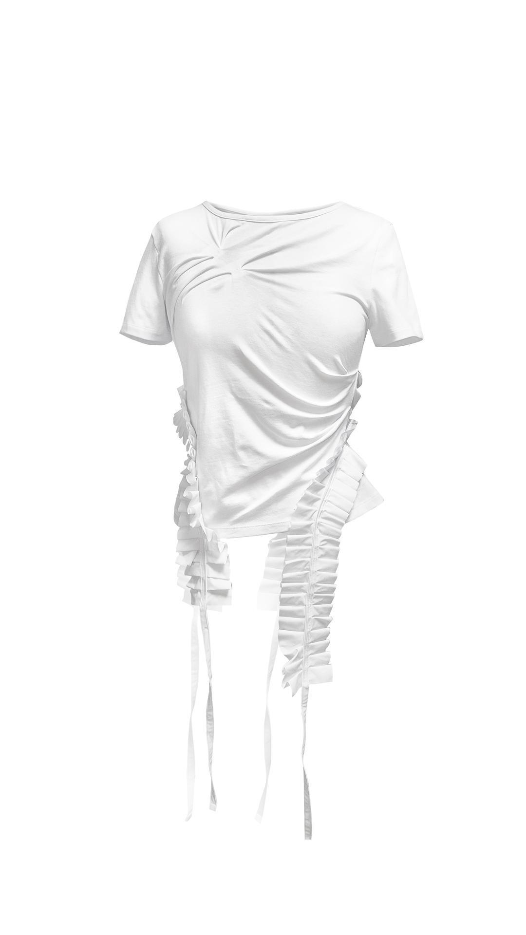 [jung do] PLEATS RAIVE TOP (WHITE)