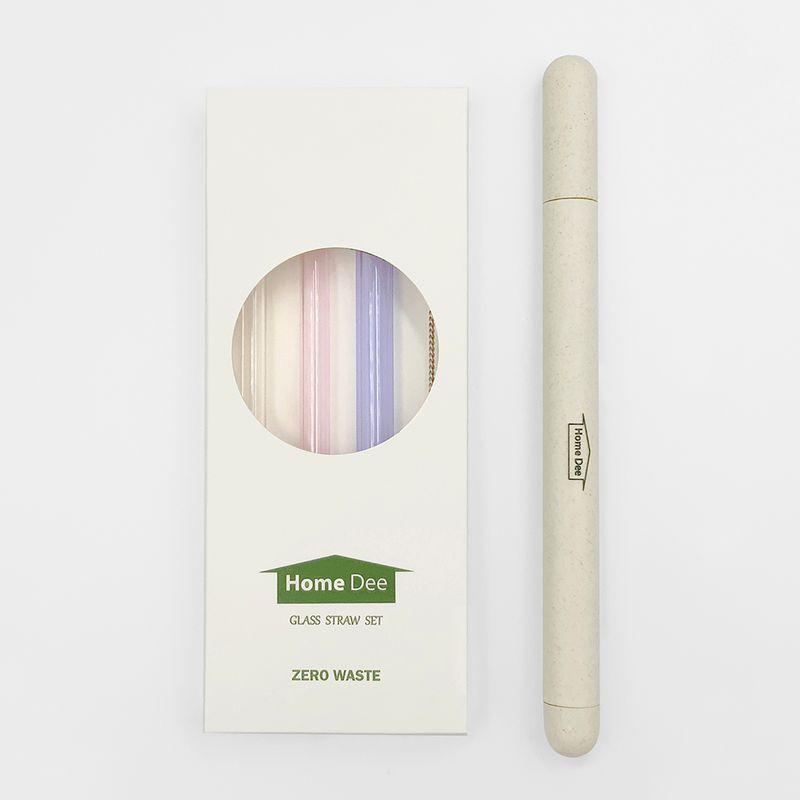 홈디 친환경 유리빨대 컬러 3종세트 /스무디빨대 다회용 유리 빨대