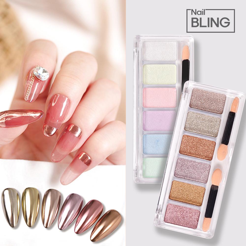 미러쉐도우 네일컬러 골드무드 미러파우더 글리터세트