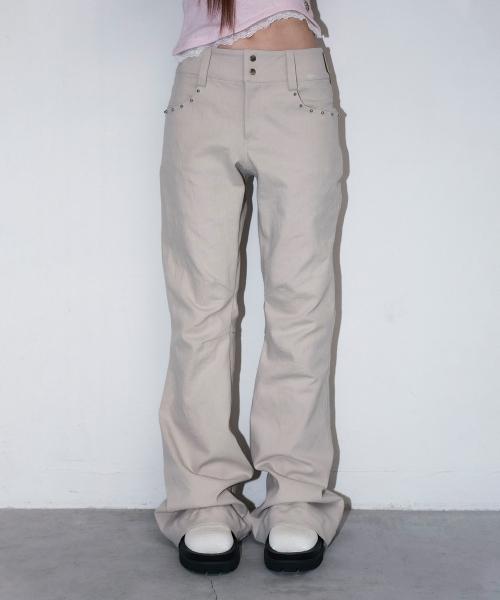 metalic stud boots cut pt - beige