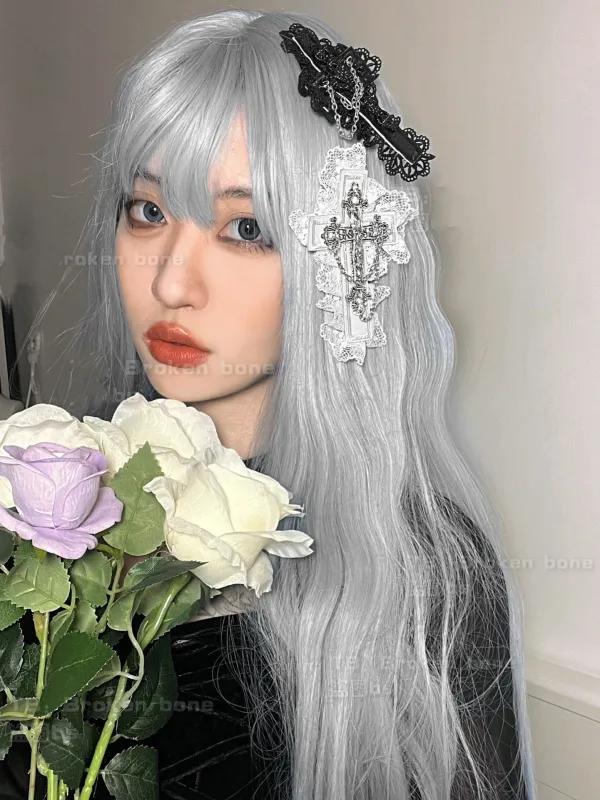 [$8.99]Halloween Punk Gothic PU Cross Hairclip