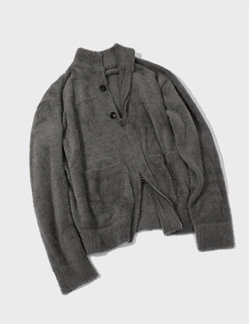 [한정특가]버튼 헤어리 집업 가디건 [DGRAY]_SEKT026DGRAY