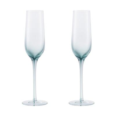 컬러 글라스_그린 샴페인 플룻 (2개 세트)