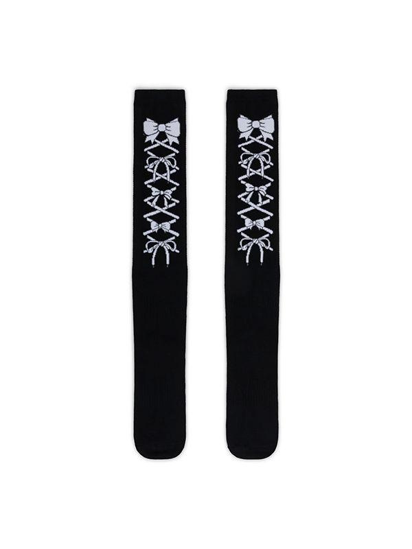 LACE UP 블랙 니삭스