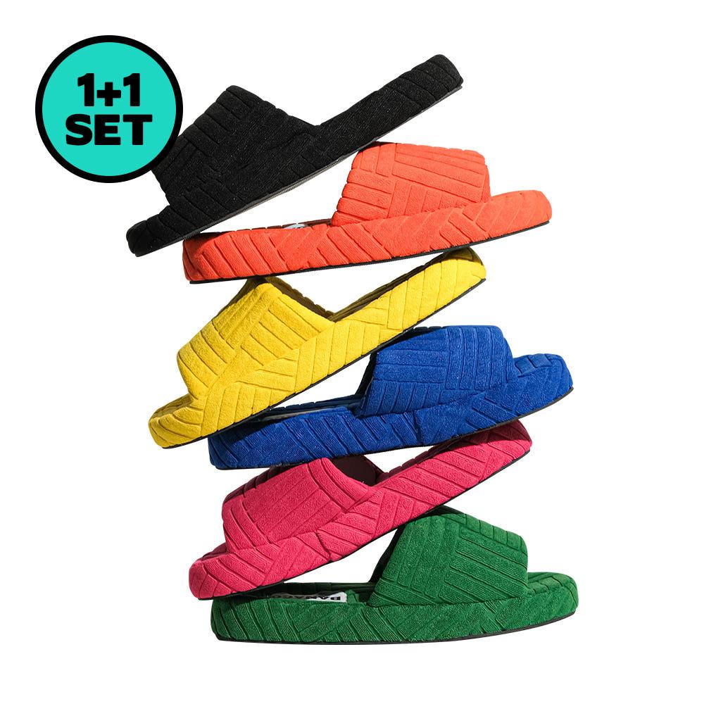 [1+1] 바나코 비비드 테리 룸슬리퍼 컬러 층간소음 방지 겨울 사무실 실내화