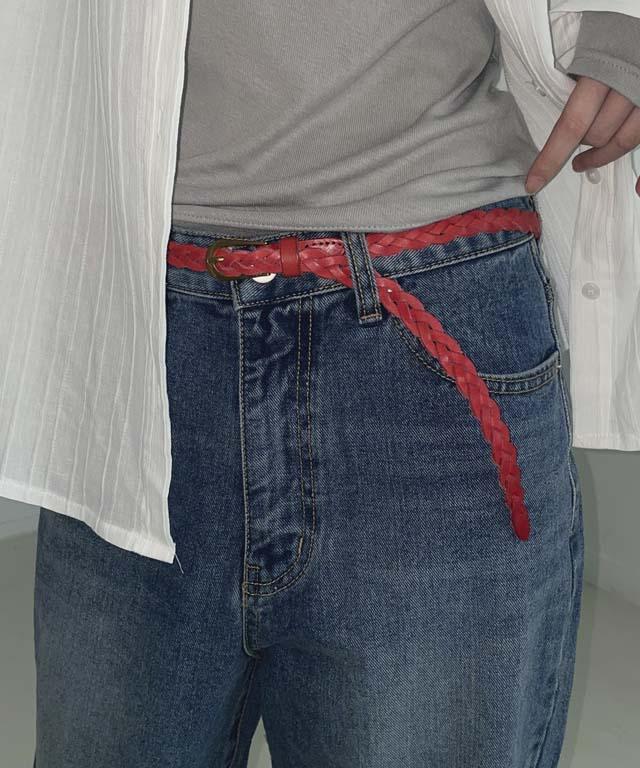 메쉬 꼬임 빈티지 슬림 벨트