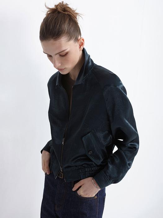 VINTAGE WASHED SATIN 90s BLOUSON (TEAL GREEN)