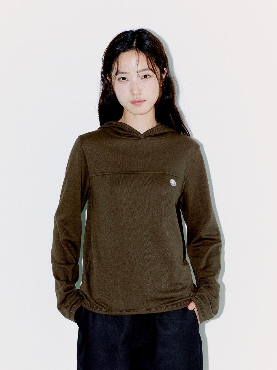 CUTTING LOGO LABEL HOODIE, BROWN