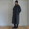 RAGLAN SLEEVE WOOL 100% MAXI SINGLE COAT, CHARCOAL