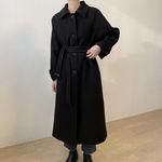 오버핏 울 누빔 싱글 나그랑 벨트 코트