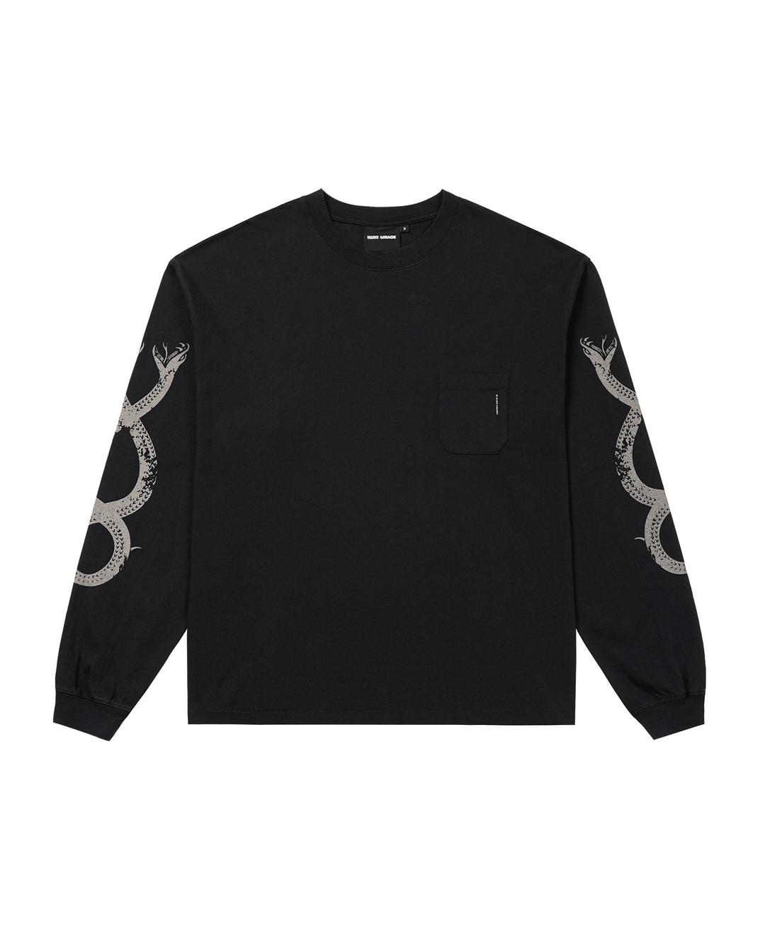 INSANE SNAKE GRAPHIC LONG SLV_WASHED BLACK