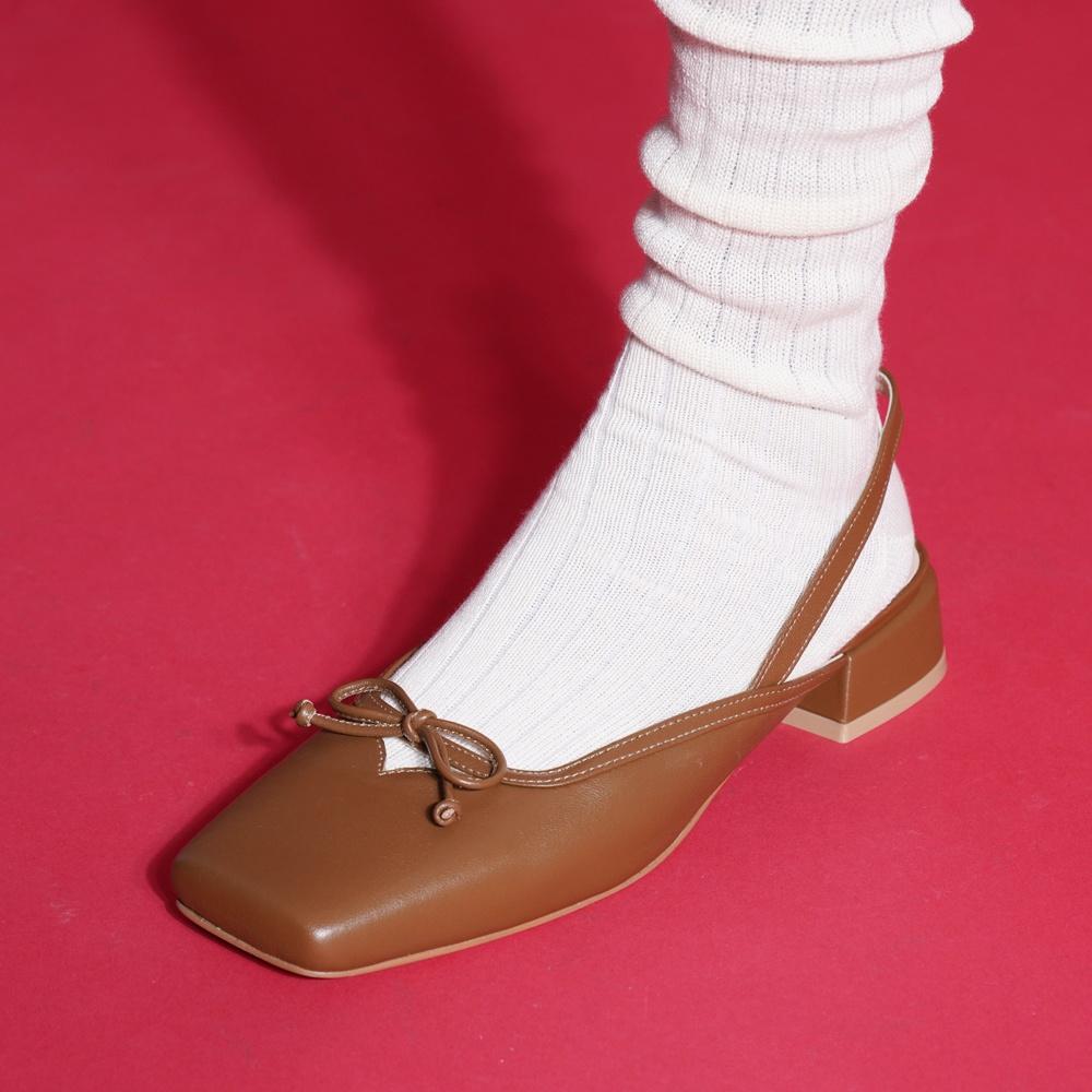 Ribbon slingback Camel